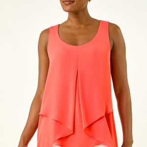 Roman Red Asymmetric Sleeveless Vest Top