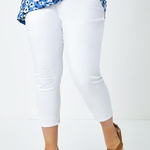 Roman Curve Blue Elastic Waist Cropped Denim Jeggings