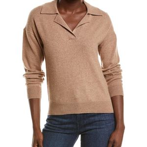 NAADAM Blue Cashmere V-Neck Polo Sweater