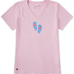 Life Is Good. Pink Crusher V-Neck T-Shirt