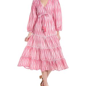 MER ST BARTH Pink Odette Midi Dress