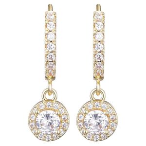 Adornia White 14K Plated Cz Halo Drop Huggie Hoop Earrings