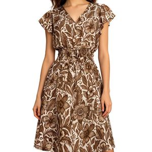BRC By BURRYCO Brown Short Sleeve Mini Dress