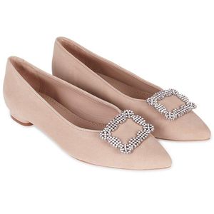 Menina Step Pink Tiara Pointy Leather Ballet Flat