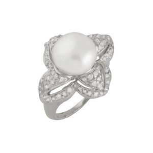 Splendid White Plated 10-10.5Mm Pearl Ring