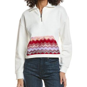 Missoni White Solid 1/4-Zip Pullover