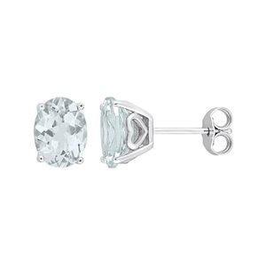 Rina Limor Metallic Silver 3.00 Ct. Tw. Aquamarine Oval & Heart Studs