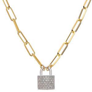 Meshmerise Metallic 18k Over Silver 0.25 Ct. Tw. Diamond Padlock Necklace