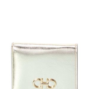 Ferragamo Grey Gancini Leather Card Case