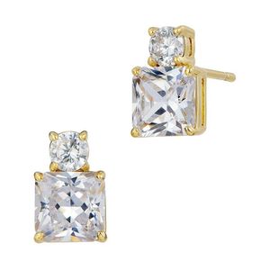 Savvy Cie White 18K Plated Cz Studs