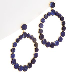 Noir Jewelry Blue 14k Plated Lapis Hoop Earrings