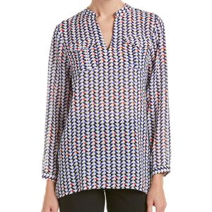 Vince Camuto Blue Two By Vince Camtuo Geometric Print Top