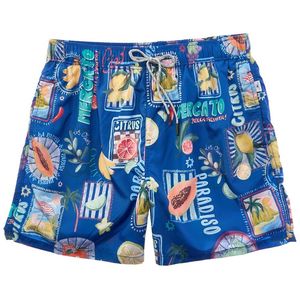 Vintage Summer Blue Ponji Swim Short for men