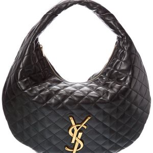 Saint Laurent Black Icarino Leather Hobo Bag