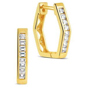 Sterling Forever Metallic Cz Dani Geometric Micro Hoop Earrings