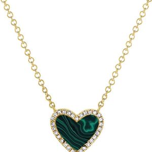 Sabrina Designs Metallic 14k 0.70 Ct. Tw. Diamond & Malachite Heart Necklace