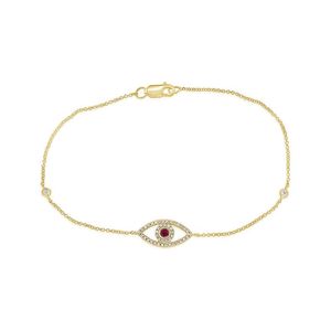 Sabrina Designs White 14k 0.18 Ct. Tw. Diamond & Ruby Evil Eye Bracelet