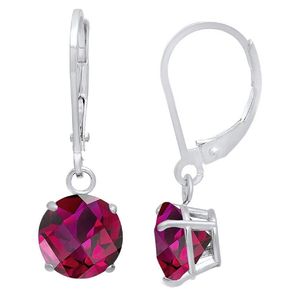 MaxColor White 10k 4.50 Ct. Tw. Lab-grown Ruby Dangle Earrings