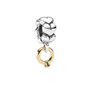 Pandora Metallic 14k & Silver Diamond Wedding Ring Dangle Charm