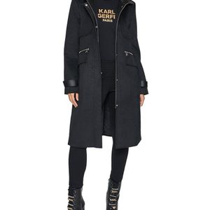 Karl Lagerfeld Black Officer Wool-Blend Coat