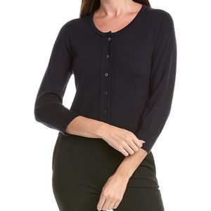 Oscar de la Renta Black Crop Cashmere & Silk-Blend Cardigan