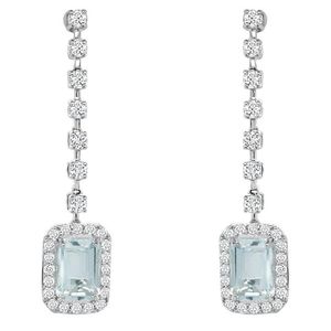 Sabrina Designs White 14K 1.35 Ct. Tw. Diamond & Aquamarine Drop Earrings