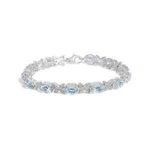 Haus of Brilliance White Colorful Gemstones 13.31 Ct. Tw. Diamond & Topaz Link Bracelet