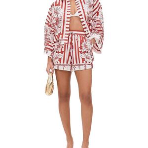 AMINA GLAM Red 2Pc Shirt & Short Set