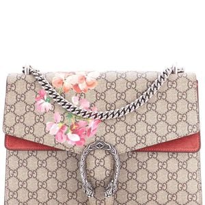 Gucci Grey Burgundy Blooms Print Gg Coated Canvas Dionysus Bag Medium (Authentic Pre-Loved)