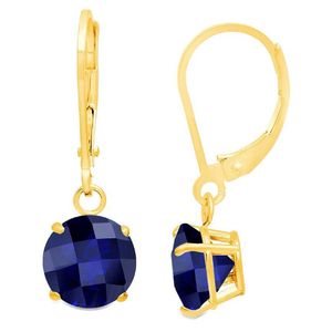 MaxColor 10k 1.80 Ct. Tw. Lab-grown Blue Sapphire Dangle Earrings