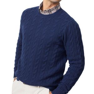 J.McLaughlin Blue Eamon Solid Cable Cashmere Sweater for men