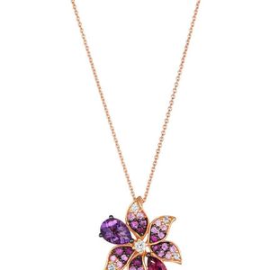 Le Vian Metallic Carved Leaves 14K Rose 1.69 Ct. Tw. Diamond & Amethyst, Tourmaline, Sapphire Pendant Necklace