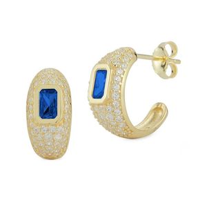 Sphera Milano Blue 14k Over Silver Pave Hoops