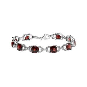 Haus of Brilliance White Colorful Gemstones 18.05 Ct. Tw. Diamond & Garnet Link Bracelet