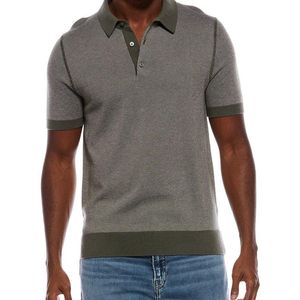 Vince Grey Birdseye Wool-Blend Polo Sweater for men