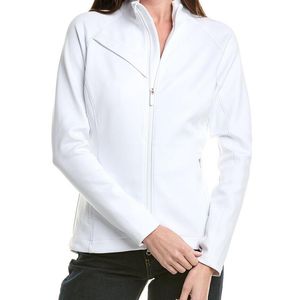 IBKUL White Solid Zip Jacket