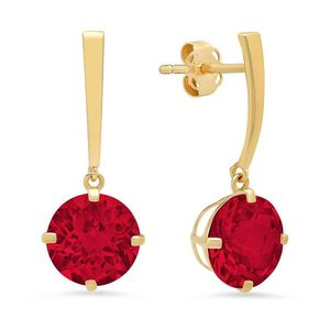 MaxColor Red 14k 4.10 Ct. Tw. Lab-grown Ruby Drop Earrings