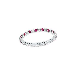 LEVARON White 14K 0.55 Ct. Tw. Diamond & Ruby Stackable Ring