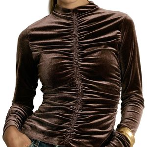 Reiss Black Ari Ruched Velvet Top