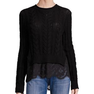 Love Sam Black Lace Hem Wool & Cashmere Sweater