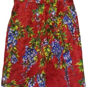 Dolce & Gabbana Red Floral Jacquard Mid-Length Short, Size Eu (Authentic Pre- Loved)