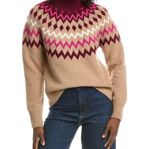 Isla Blue Sara Oversized Fairisle Mock Neck Cashmere Sweater