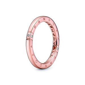 Pandora Pink Signature 14k Rose Gold Plated Cz Logo Ring