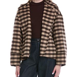 Color Block Brown Wool-Blend Jacket