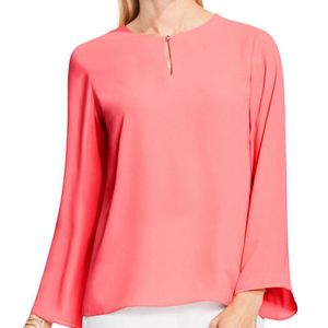Vince Camuto Pink Bell Sleeve Keyhole Blouse