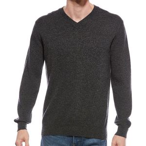 Forte Grey Cashmere V-Neck Cashmere Sweater for men