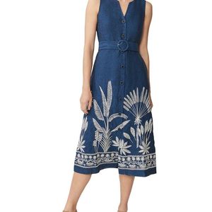 J.McLaughlin Blue Margrette Linen Dress