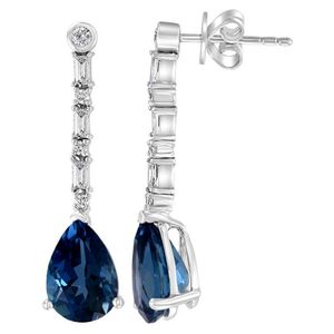 Effy Fine Jewelry White 14K 5.70 Ct. Tw. Diamond & London Topaz Earrings