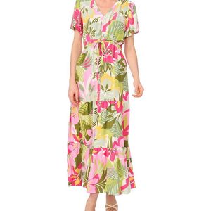 Vince Camuto White Cap Sleeve Tiered Maxi Dress