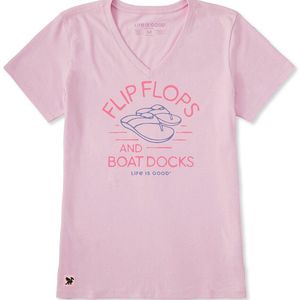 Life Is Good. Pink Crusher V-Neck T-Shirt